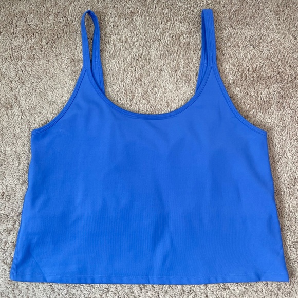 Girlfriend Collective Blue Gemma Scoop Tank Top with Built-In Bra Plus Size XXL - Picture 6 of 15
